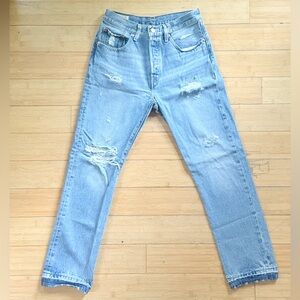 Classic Blue Distressed Levi’s 501 Jeans